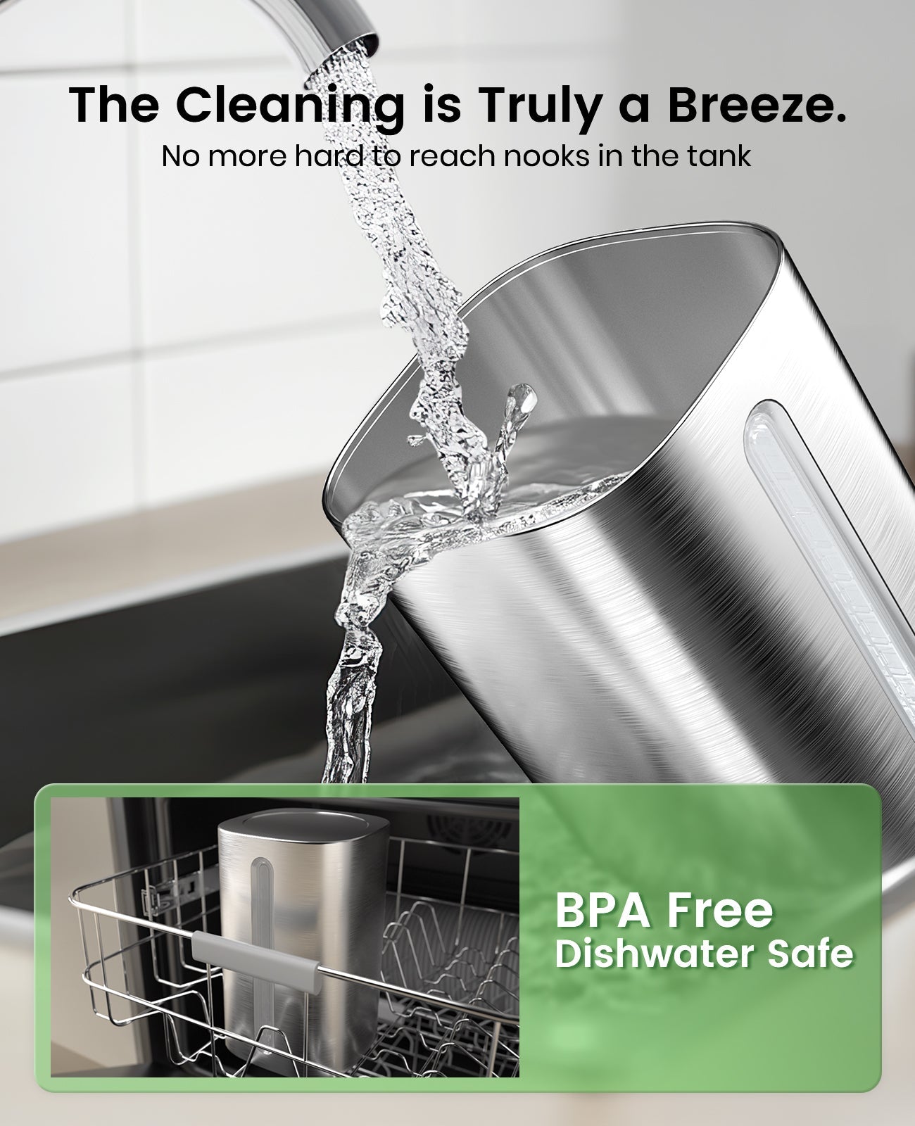 Oneisall Stainless Steel Humidifier, Easy to Clean Humidifier, Dishwasher Safe Humidifiers, Cool Mist Humidifiers for Bedroom