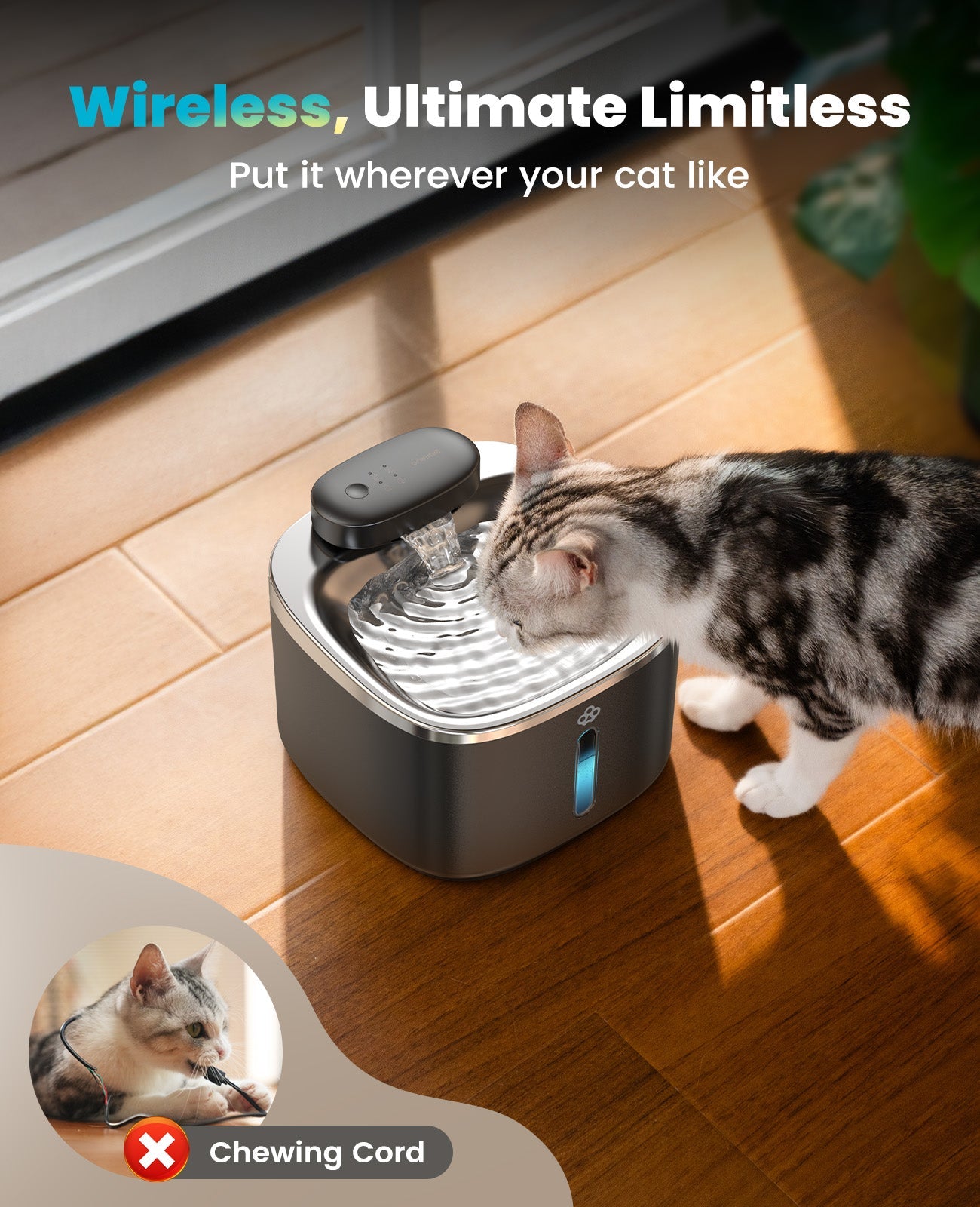Oneisall 3.5L Cat Feeder with APP & 3.5L Cordless Water Fountain Set