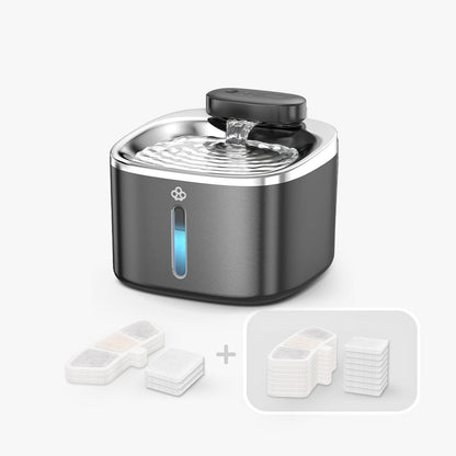 Oneisall 3.5L  Cordless White Stainless Steel Pet Water Fountain with 3PCS Filters