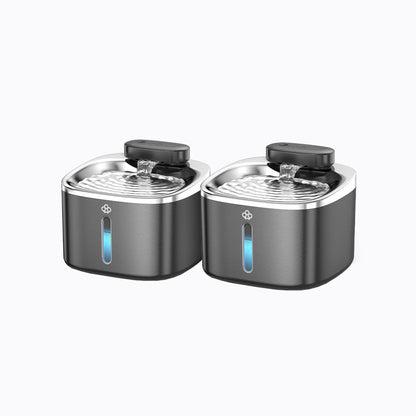 Oneisall 3.5L  Cordless White Stainless Steel Pet Water Fountain with 3PCS Filters