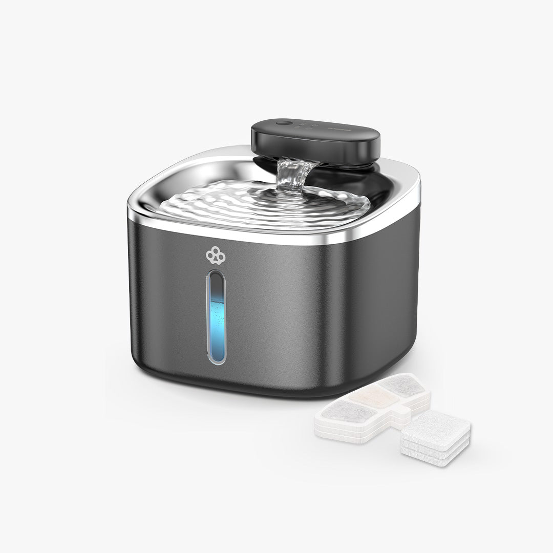 Oneisall 3.5L  Cordless White Stainless Steel Pet Water Fountain with 3PCS Filters