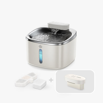 Oneisall 3.5L  Cordless White Stainless Steel Pet Water Fountain with 3PCS Filters