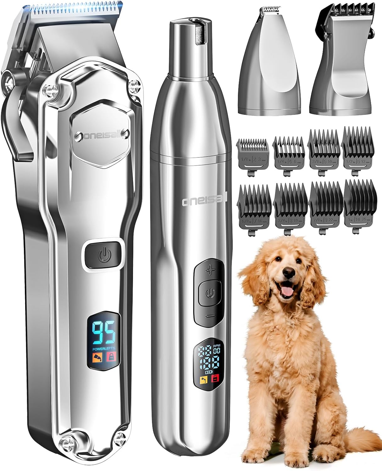 Oneisall PC15 4-in-1 Dog Clippers & Paw Trimmer Set