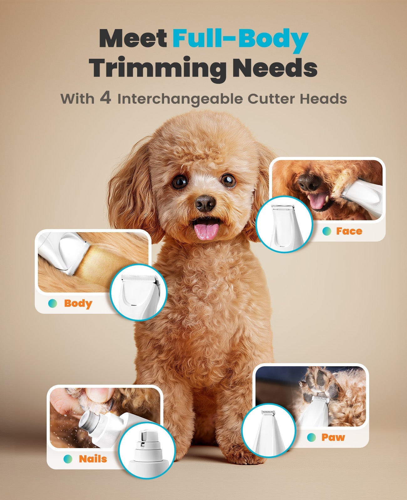 Oneisall FC10 4-in-1 Cordless Multi-Functional Pet Clippers