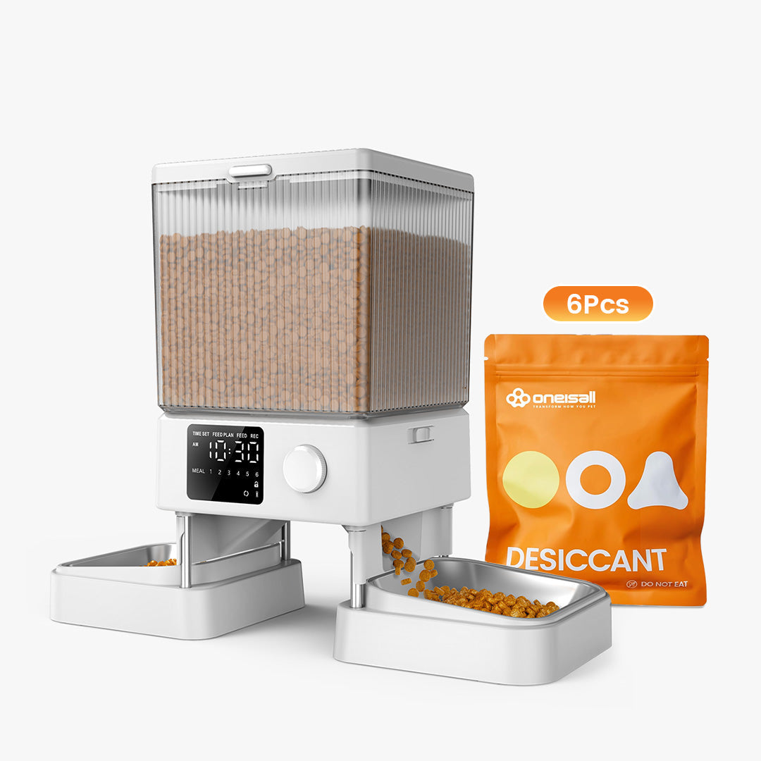 Oneisall 5L Automatic Cat Feeder for Two Cats White