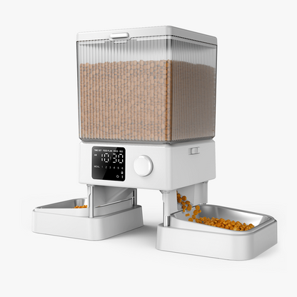 Oneisall 5L Automatic Cat Feeder for Two Cats White