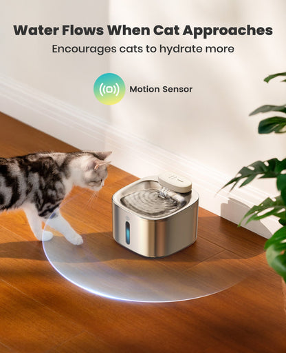 Oneisall 3.5L Cordless Stainless Steel Pet Water Fountain with 3PCS Filters