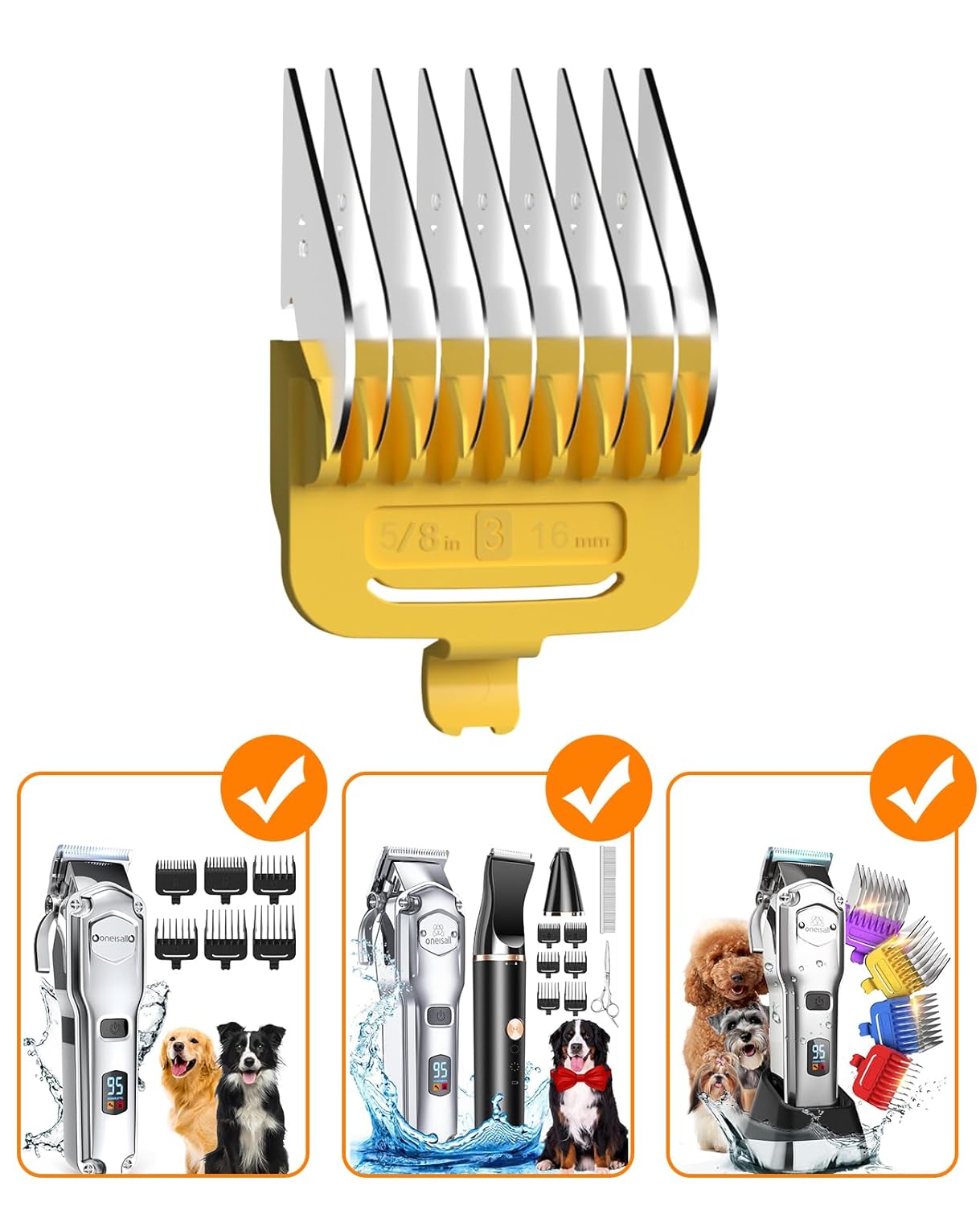 Oneisall RFC-676/RFC-676 Pro Dog Clipper 16mm Blue Metal Combs Replacement