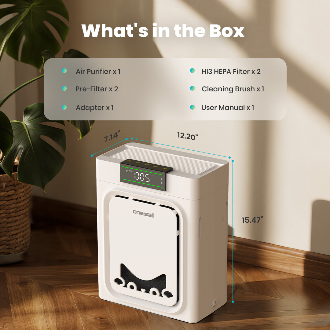 Oneisall Air Purifiers for Home Pets with Double-Sided Inlet, 3-Pack Set