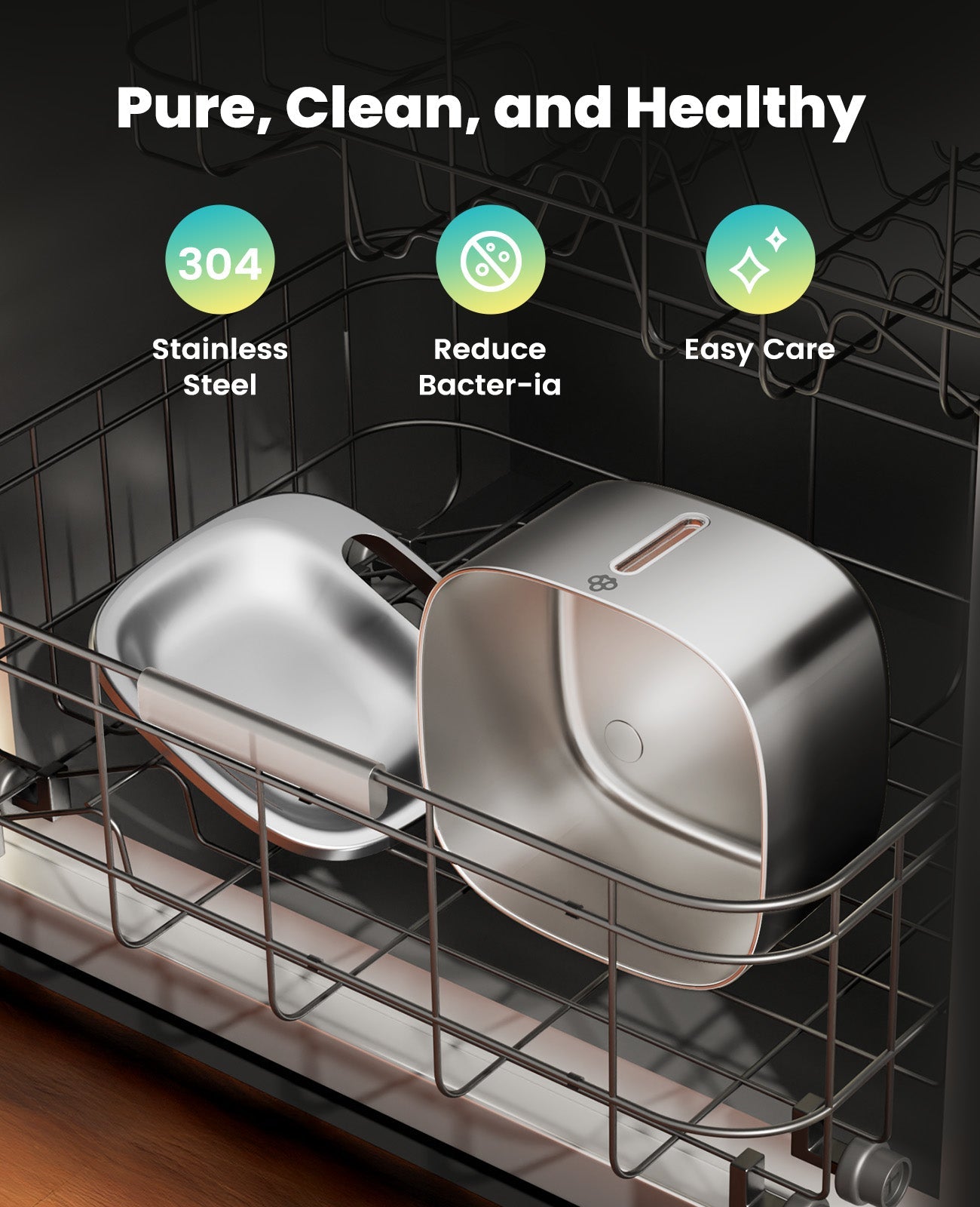 Oneisall 3.5L Cordless Stainless Steel Pet Water Fountain with 3PCS Filters