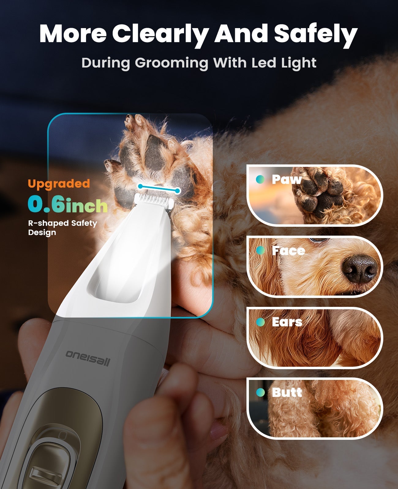 Oneisall FC10 4-in-1 Cordless Multi-Functional Pet Clippers
