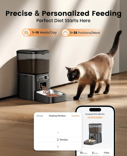 Oneisall 3.5L Automatic Cat Feeder with APP Control & 2.4G Wi-Fi