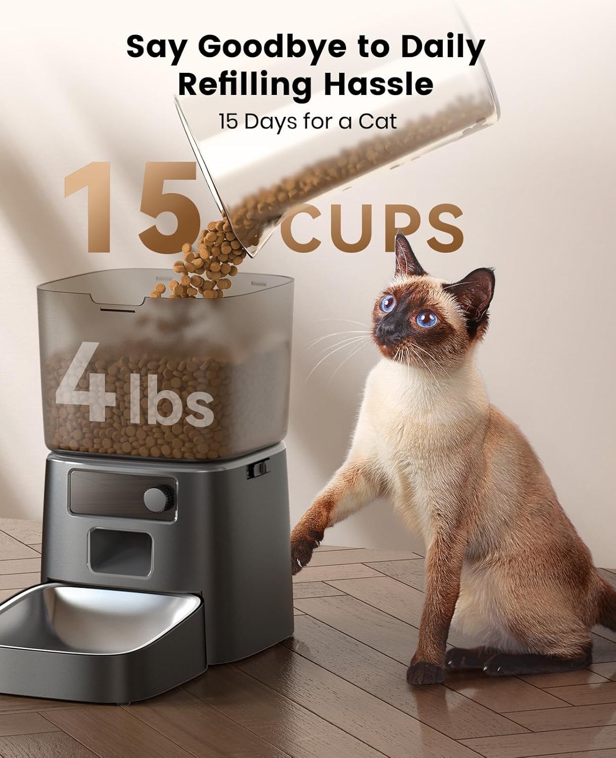Oneisall 3.5L Cat Feeder with APP & 3.5L Cordless Water Fountain Set