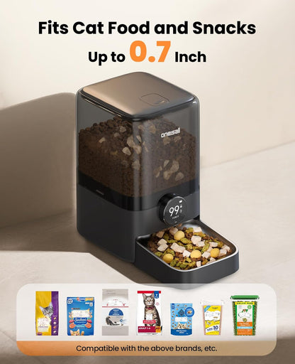 Oneisall PF08 5L Cordless Smart Cat Feeder with APP Control