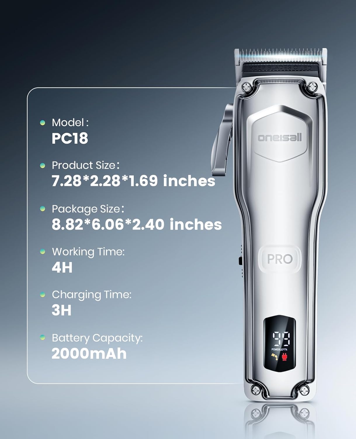 Oneisall PC18 Dog Clippers for Grooming Thick Hair