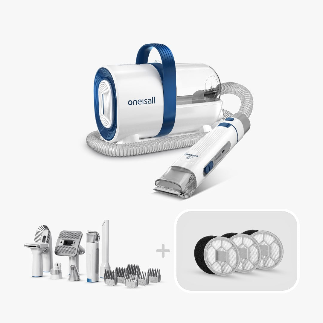 Oneisall LM2 Pet Grooming Vacuum & 3 Sponge Filter & HEPA Set