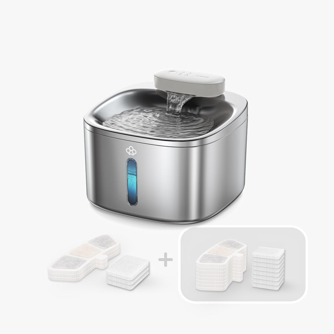 Oneisall 3.5L Cordless Stainless Steel Pet Water Fountain with 3PCS Filters