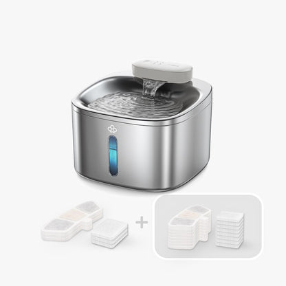 Oneisall 3.5L Cordless Stainless Steel Pet Water Fountain with 3PCS Filters