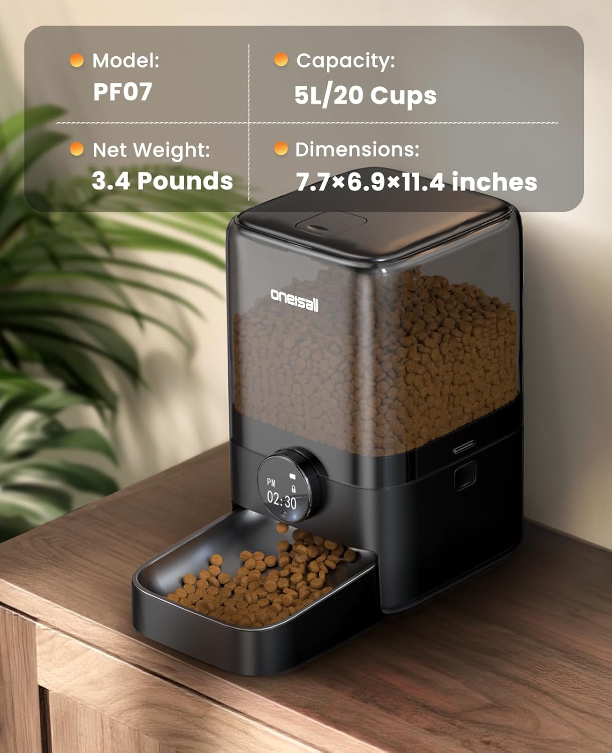 Oneisall PF07 5L Automatic Cat Feeder
