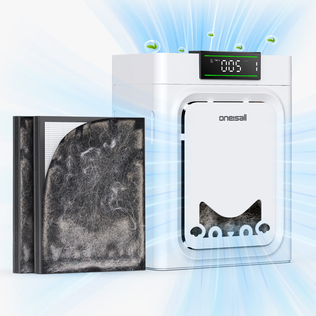Oneisall Air Purifiers for Home Pets with Double-Sided Inlet, 2-Pack Set