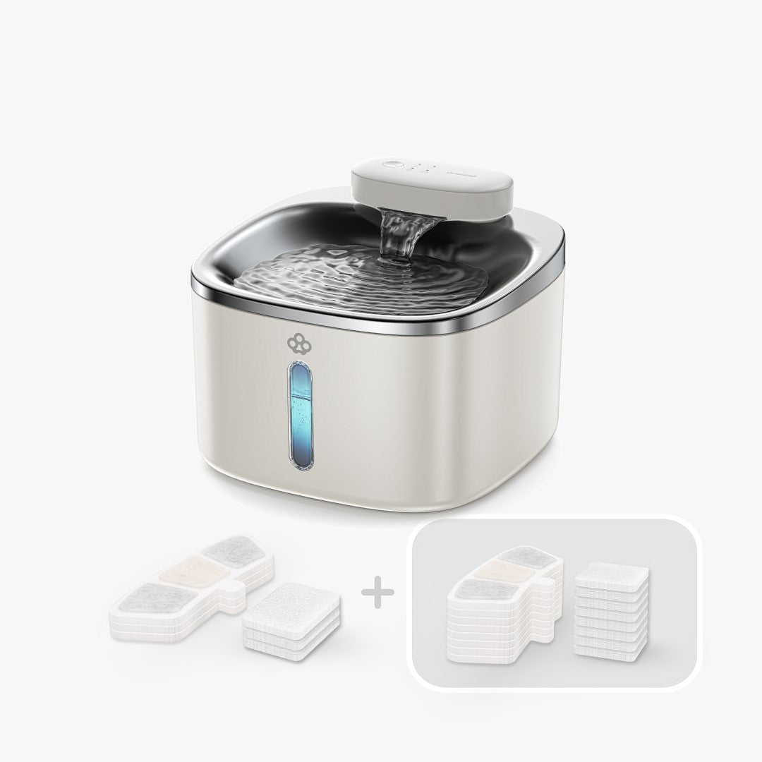 Oneisall 3.5L  Cordless White Stainless Steel Pet Water Fountain with 3PCS Filters