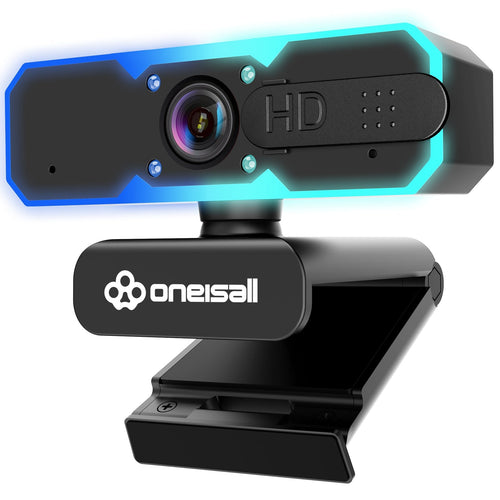 Oneisall 1080P 60FPS Streaming Camera Webcam with Microphone and Fill RGB Light