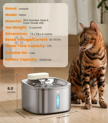 Oneisall 3.5L Automatic Cat Feeder with APP Control & 2.4G Wi-Fi