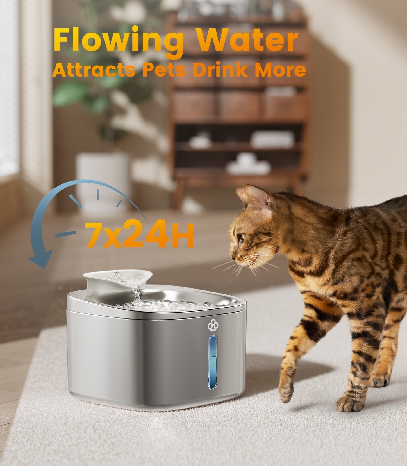 Oneisall 3.5L Corded Pet Water Fountain with 3PCS Filters