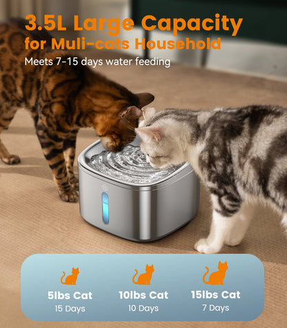Oneisall 3.5L Corded Pet Water Fountain with 3PCS Filters