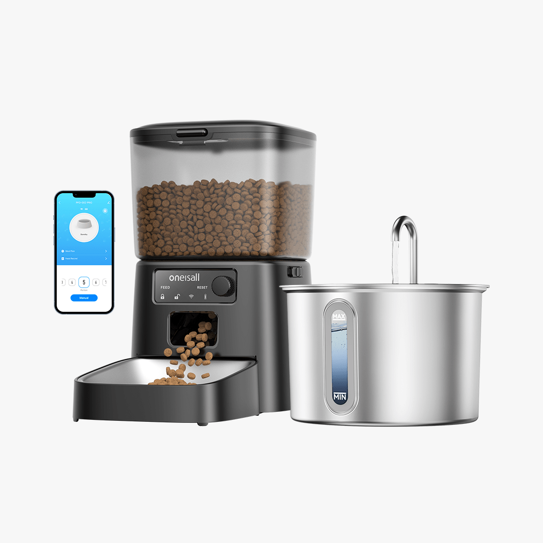 Oneisall 3.5L Automatic Cat Feeder with APP & 2L Cat Water Fountain Set