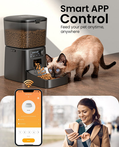 Oneisall 3.5L Automatic Cat Feeder with APP & 2L Cat Water Fountain Set