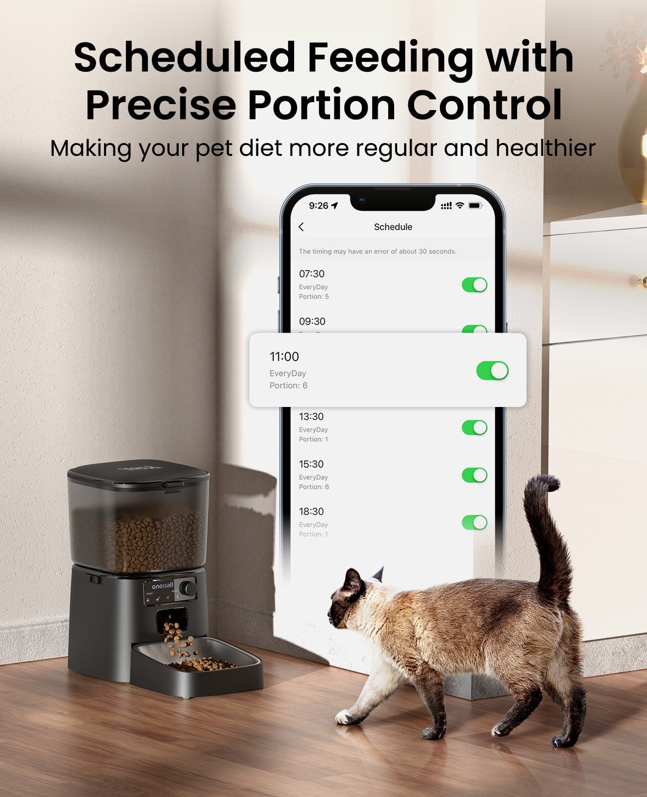 Oneisall 3.5L Automatic Cat Feeder with APP & 2L Cat Water Fountain Set