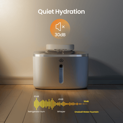 Oneisall 3.5L  Cordless White Stainless Steel Pet Water Fountain with 3PCS Filters