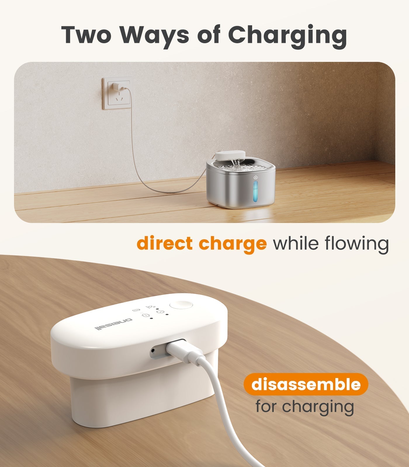 Oneisall 3.5L Cordless Pet Water Fountain Battery Module and Control Panel  Replacement