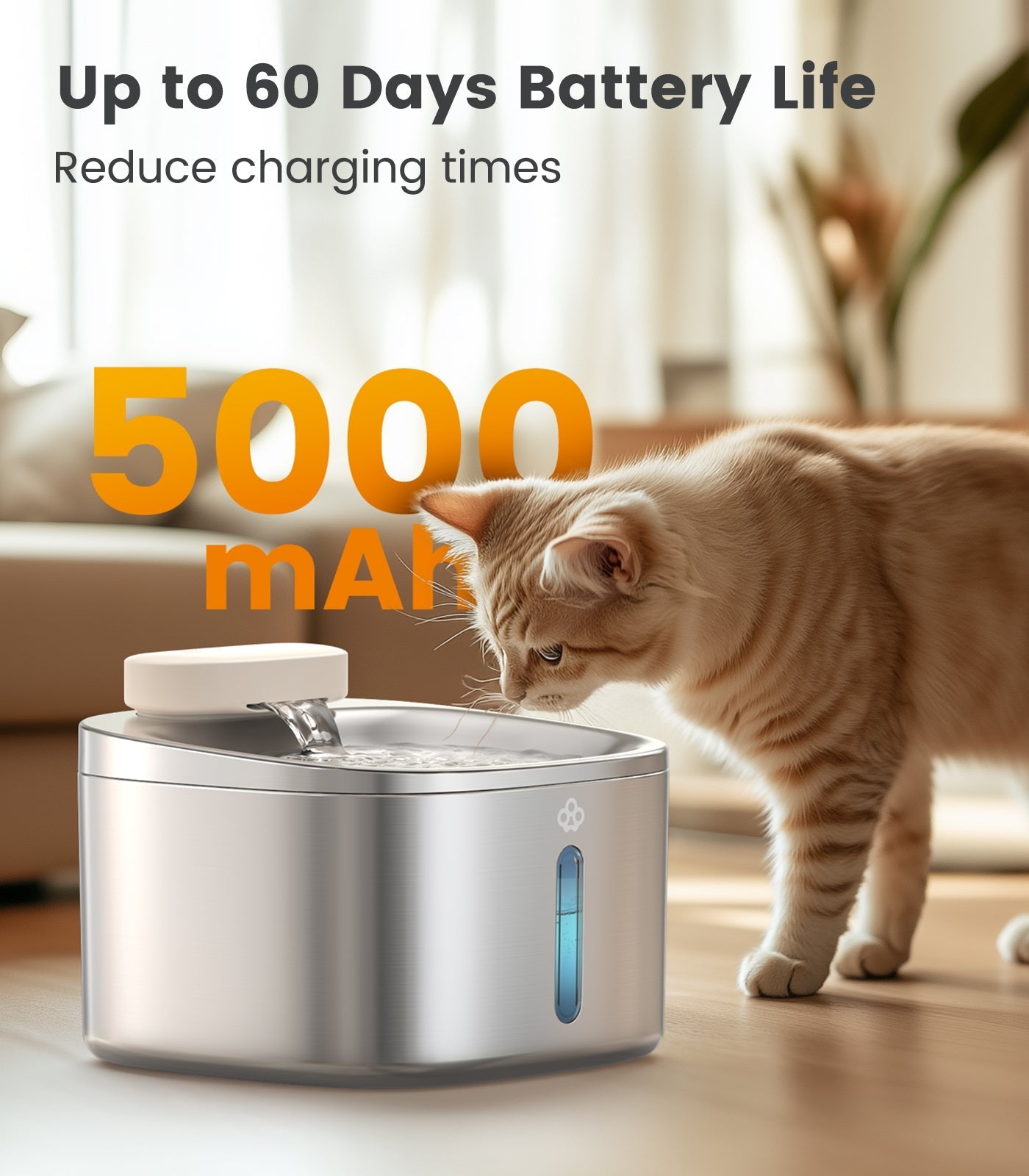 Oneisall 3.5L Cordless Pet Water Fountain Battery Module and Control Panel  Replacement