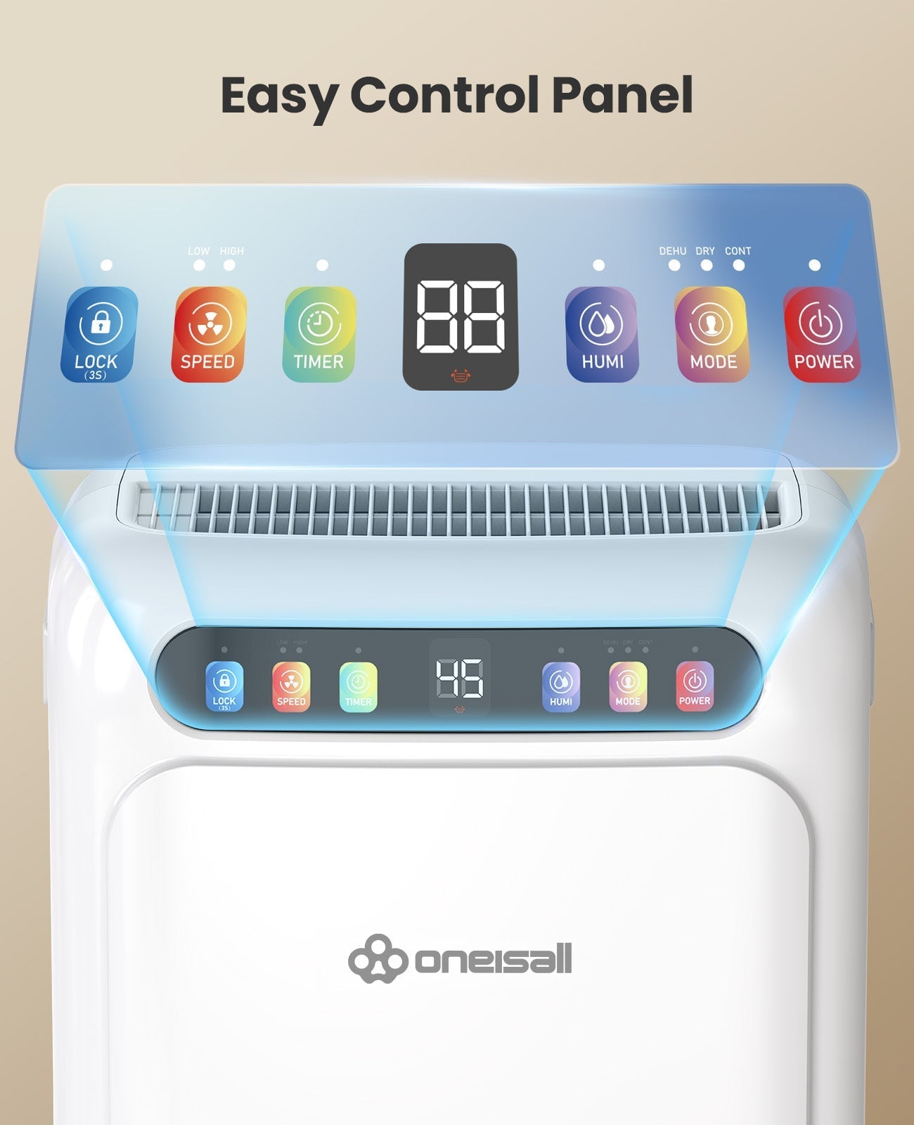 Oneisall 52 Pint Dehumidifier with Pump for Bedroom and Bathroom, 4500 Sq.Ft Dehumidifier for Basement with 3.3ft Drain Hose, Most Efficient Energy Star 2024, 6L Water Tank