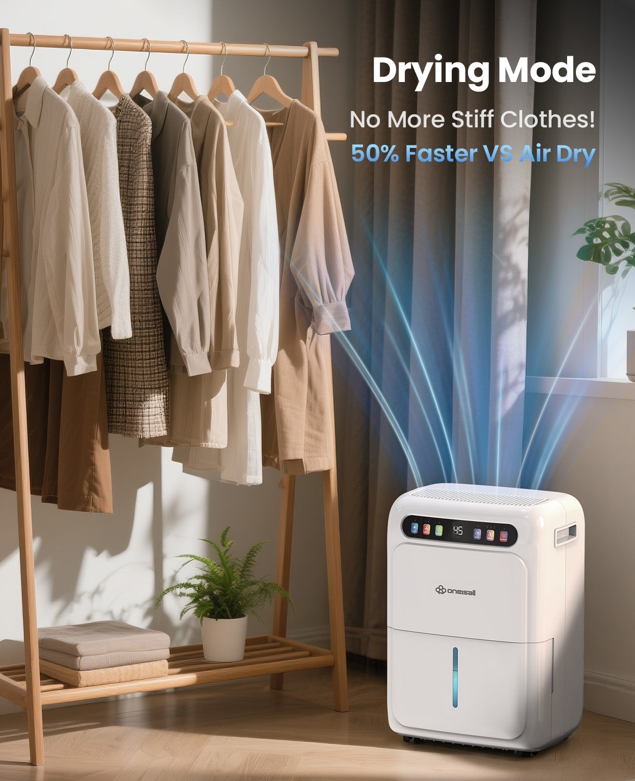 Oneisall 52 Pint Dehumidifier with Pump for Bedroom and Bathroom, 4500 Sq.Ft Dehumidifier for Basement with 3.3ft Drain Hose, Most Efficient Energy Star 2024, 6L Water Tank