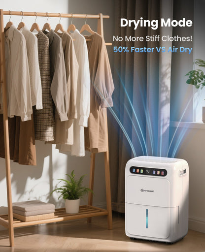 Oneisall 52 Pint Dehumidifier with Pump for Bedroom and Bathroom, 4500 Sq.Ft Dehumidifier for Basement with 3.3ft Drain Hose, Most Efficient Energy Star 2024, 6L Water Tank