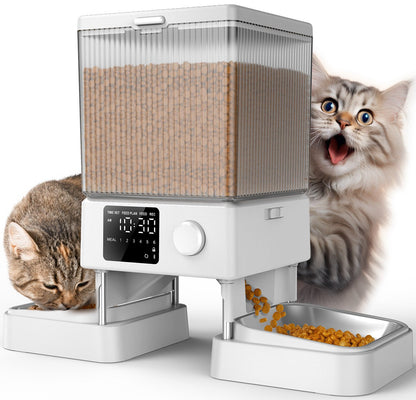Oneisall 5L Automatic Cat Feeder for Two Cats-Black