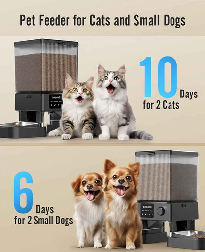 Oneisall 5L Automatic Cat Feeder Basic & 3.5L Cordless Water Fountain Set