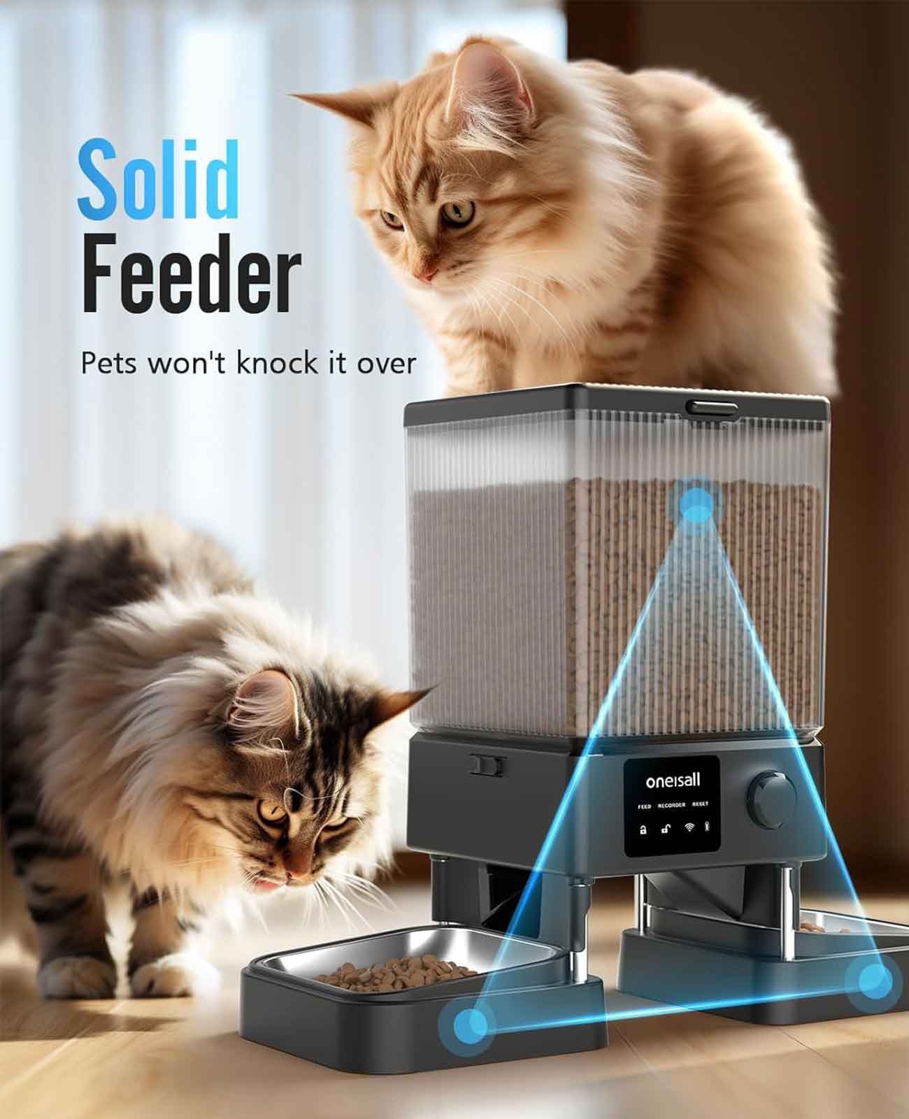 Oneisall 5L Automatic Cat Feeder with APP Control  for Two Cats