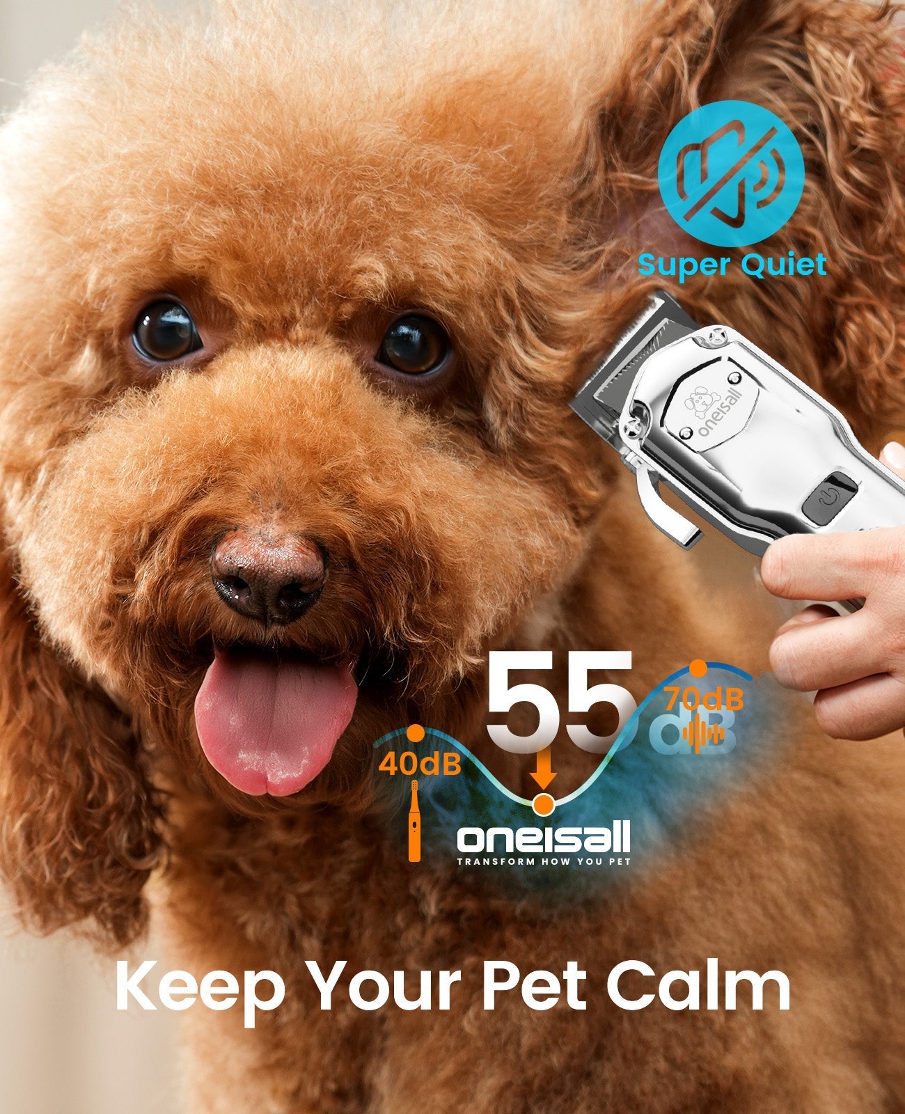 Oneisall RFC-676 Pro Dog Clippers with Detachable Metal Combs