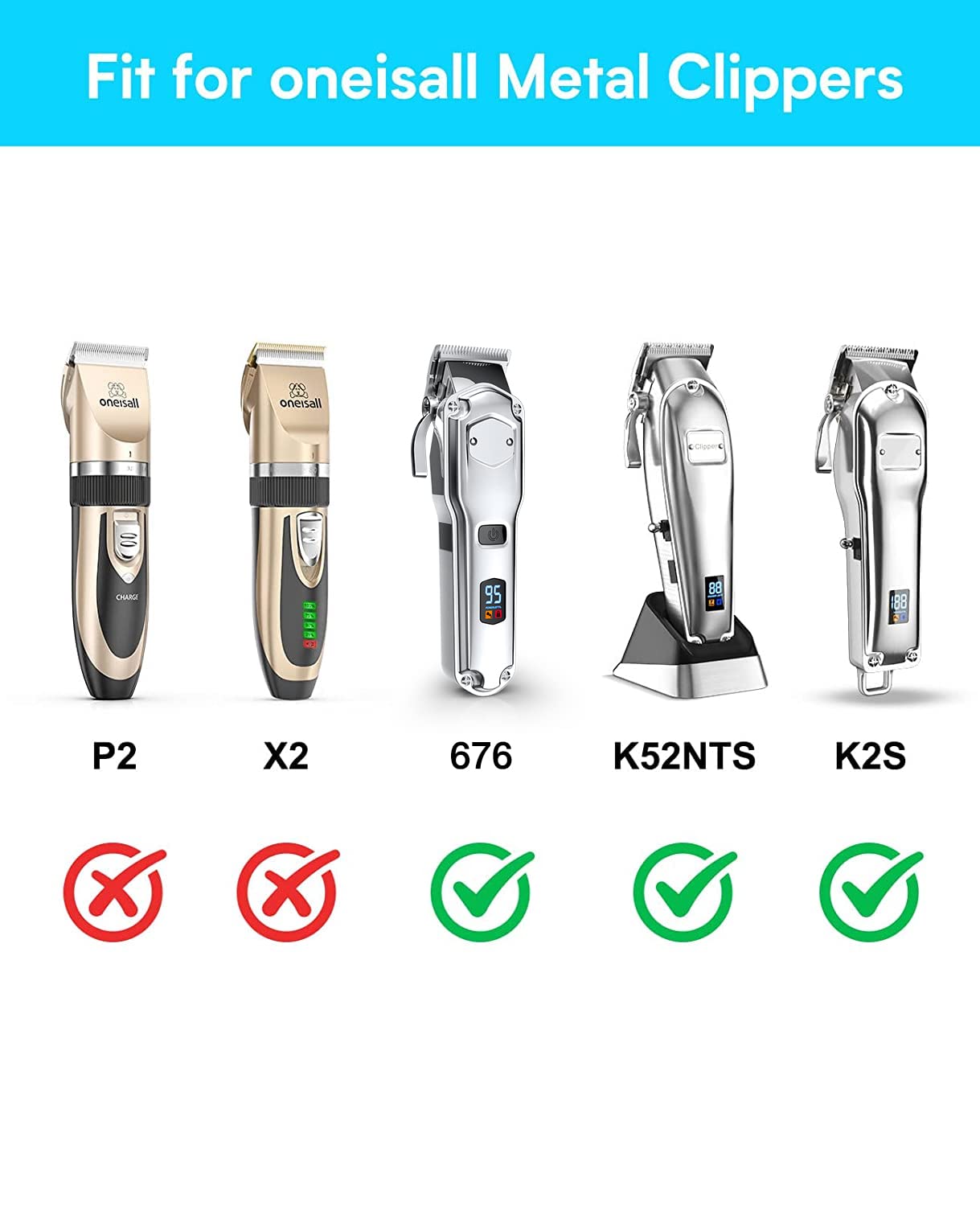 Oneisall 676/K52NTS/K2S Dog Clippers 8Pcs Plastic Replacement Guide Combs