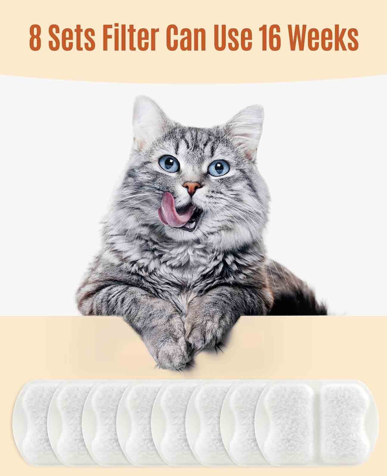 Oneisall 7L Pet Water Fountain 8Pcs Carbon Filters Replacement