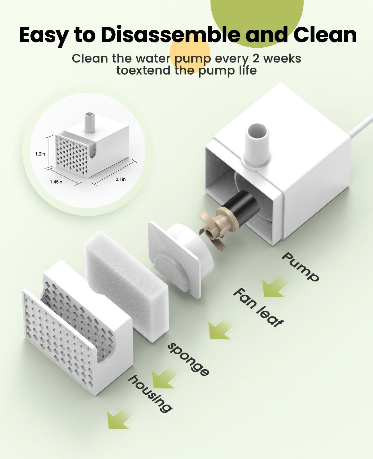 Oneisall 10L Pet Water Fountain Pump Replacement