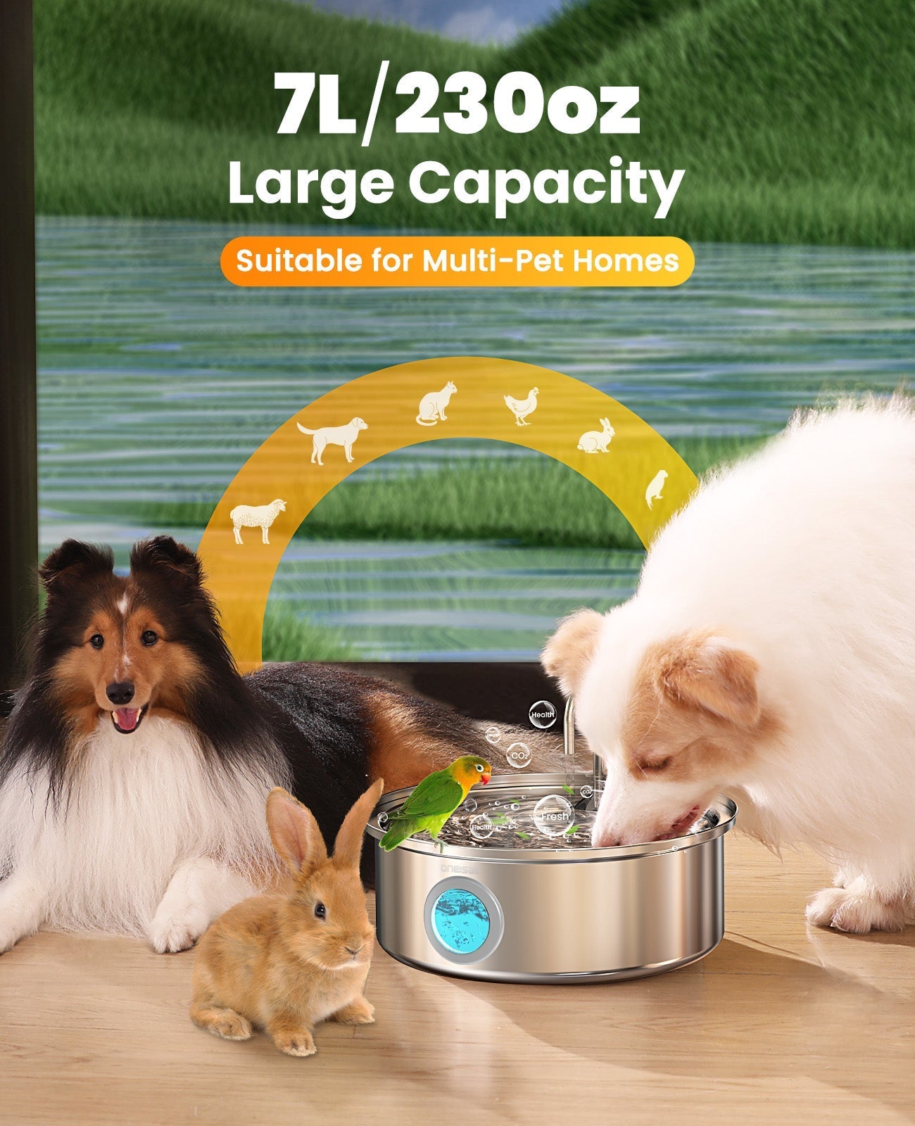 Oneisall Cozy C1 Pet Grooming Vacuum Kit & 7L Pet Water Fountain Set