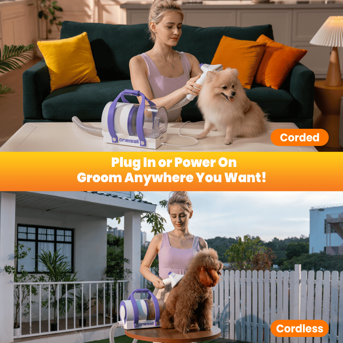 Oneisall Comfy C1 Cordless Pet Grooming Vacuum Kit
