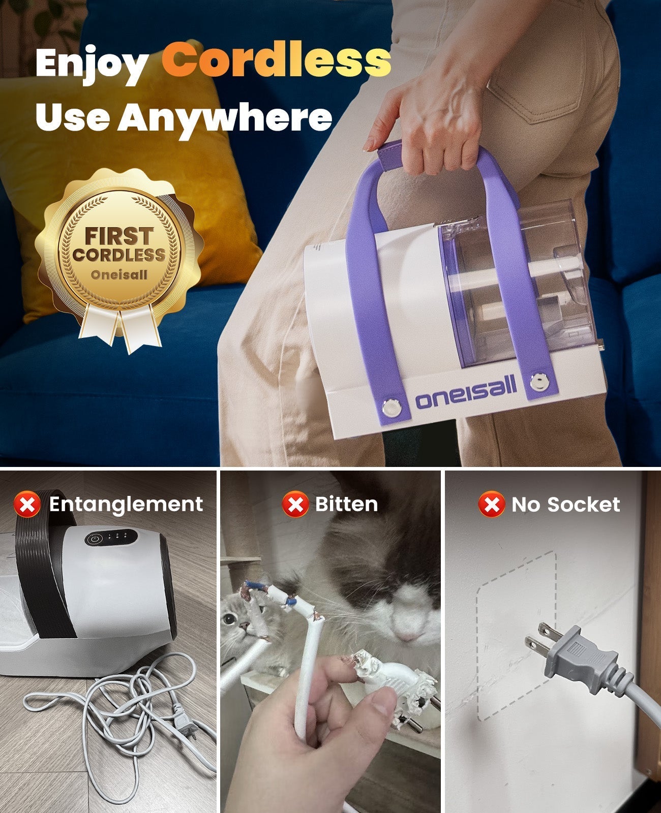 Oneisall Comfy C1 Cordless Pet Grooming Vacuum Kit