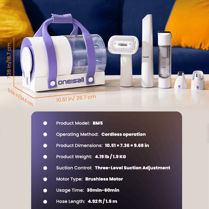 Oneisall Comfy C1 Cordless Pet Grooming Vacuum Kit