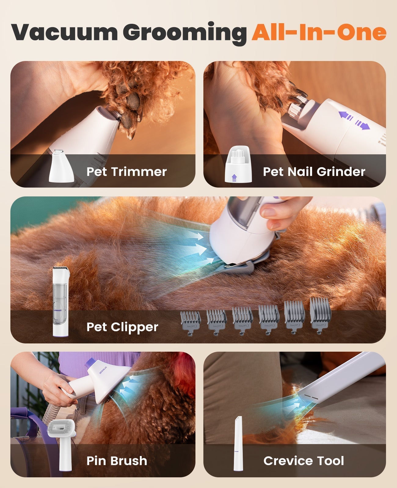 Oneisall Comfy C1 Cordless Pet Grooming Vacuum Kit
